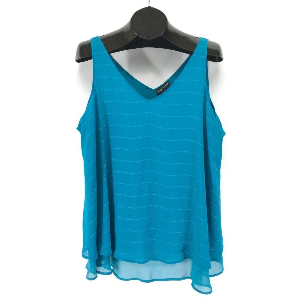Lane Bryant Striped Sleeveless Chiffon Blouse Women's Plus Size 16 Blue Lined